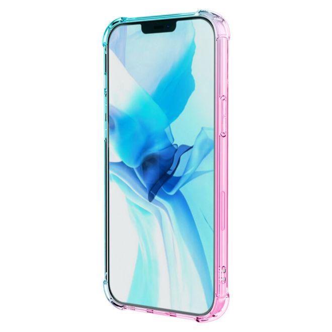iPhone 13 Pro Max Case - TPU Softcase with Gradient Color - Pink/Green