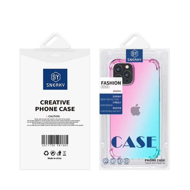 iPhone 13 Pro Max Case - TPU Softcase with Gradient Color - Pink/Green