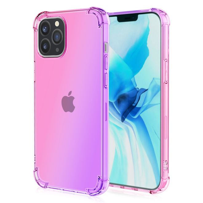 Coque pour iPhone 13 Pro Max - Coque souple en TPU avec dégradé de couleurs - Rose/Violet