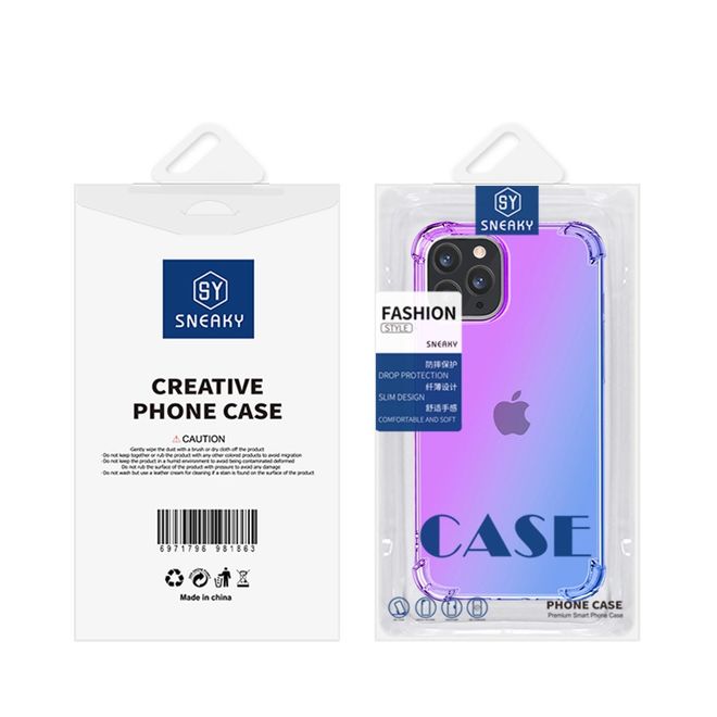 iPhone 13 Pro Max Case - TPU Softcase with Gradient Color - Purple/Blue