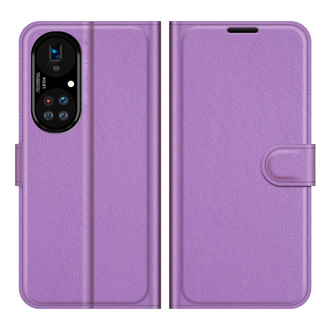 Huawei P50 Pro Handy Hülle - Litchi Leder Bookcover Series - purpur