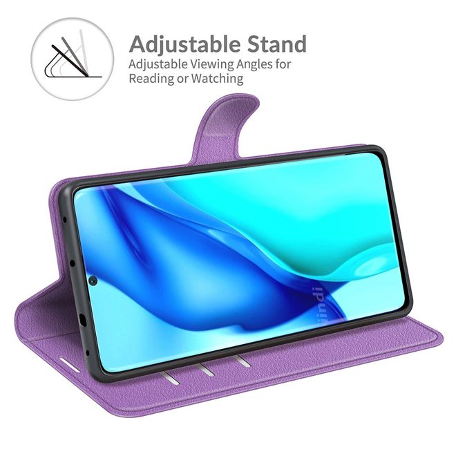 Huawei P50 Pro Handy Hülle - Litchi Leder Bookcover Series - purpur