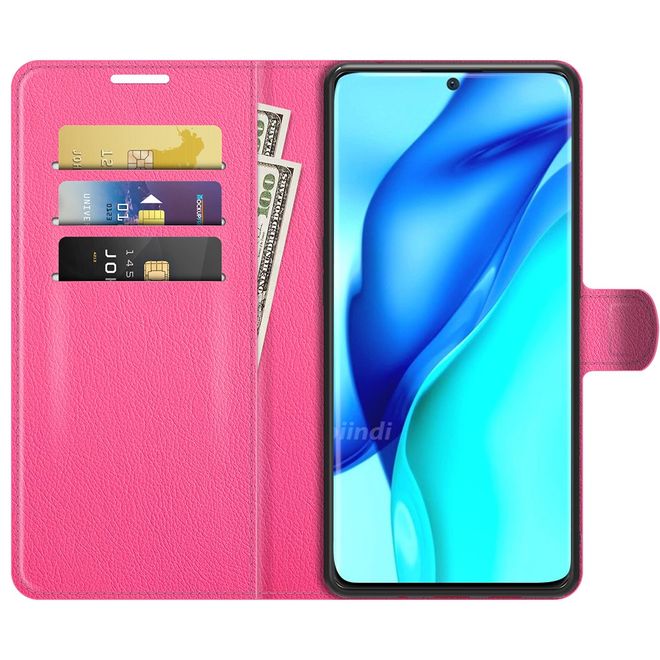 Huawei P50 Pro Handy Hülle - Litchi Leder Bookcover Series - rosa