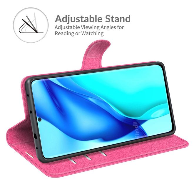 Huawei P50 Pro Handy Hülle - Litchi Leder Bookcover Series - rosa