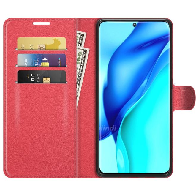Huawei P50 Pro Handy Hülle - Litchi Leder Bookcover Series - rot