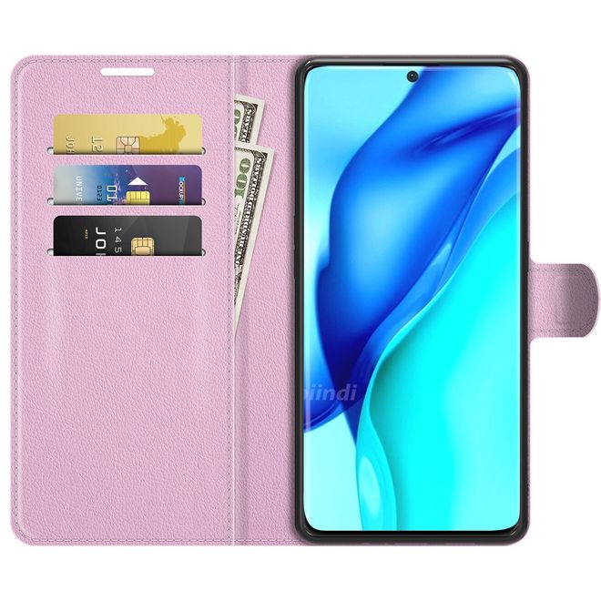Huawei P50 Pro Handy Hülle - Litchi Leder Bookcover Series - pink