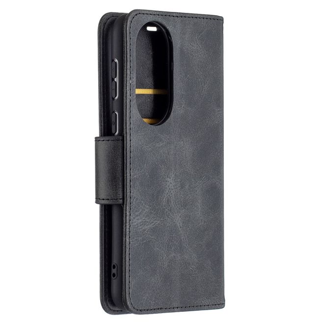 Huawei P50 Handy Hülle - Klassisches Leder Bookcover - schwarz