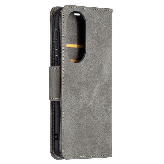 Huawei P50 Handy Hülle - Klassisches Leder Bookcover - grau