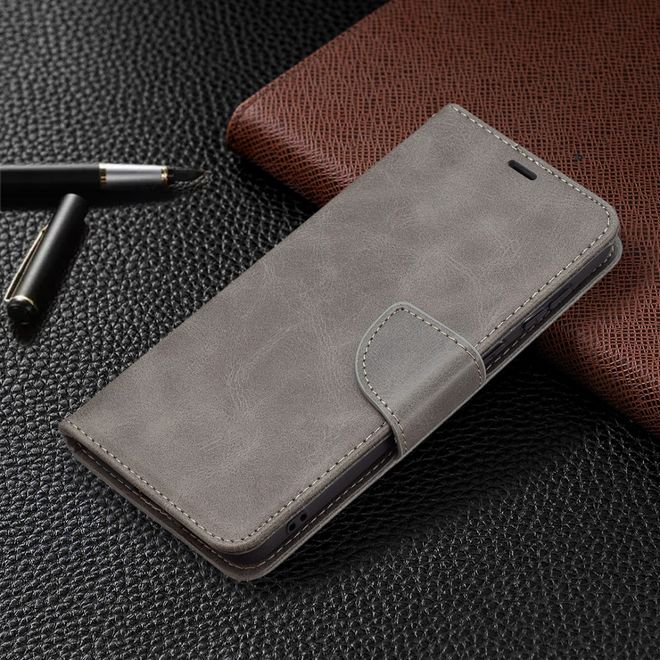 Huawei P50 Handy Hülle - Klassisches Leder Bookcover - grau