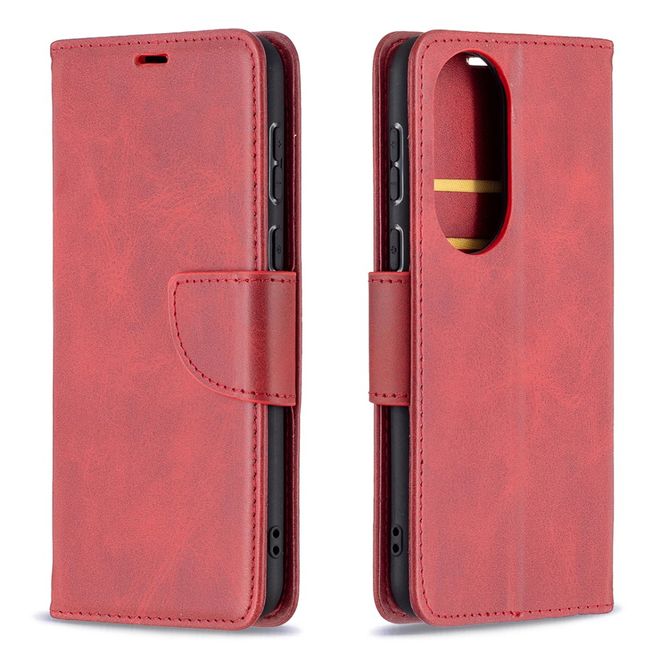 Huawei P50 Handy Hülle - Klassisches Leder Bookcover - rot