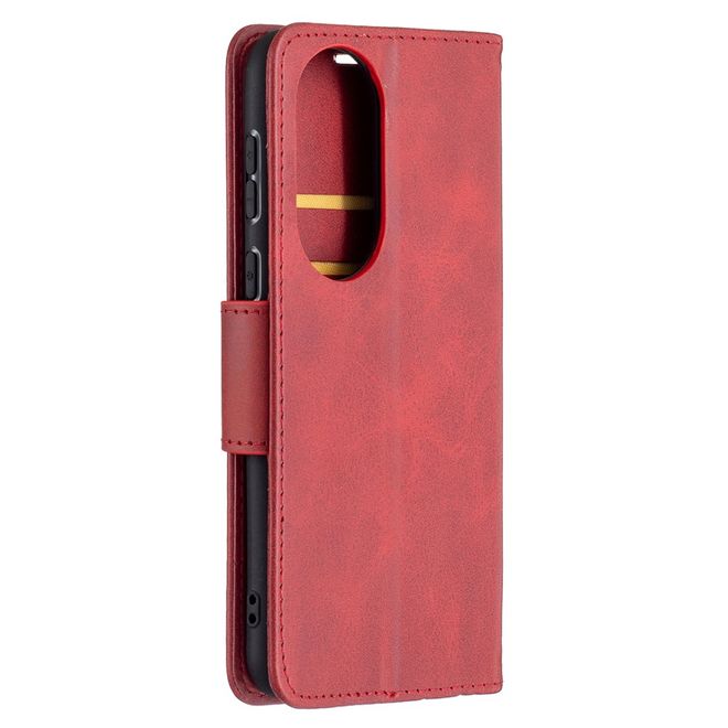 Huawei P50 Handy Hülle - Klassisches Leder Bookcover - rot