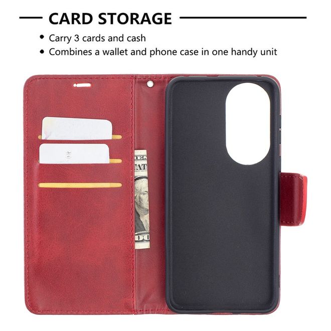 Huawei P50 Handy Hülle - Klassisches Leder Bookcover - rot