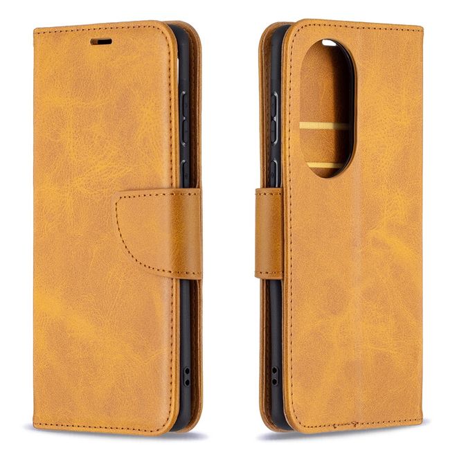 Huawei P50 Handy Hülle - Klassisches Leder Bookcover - braun