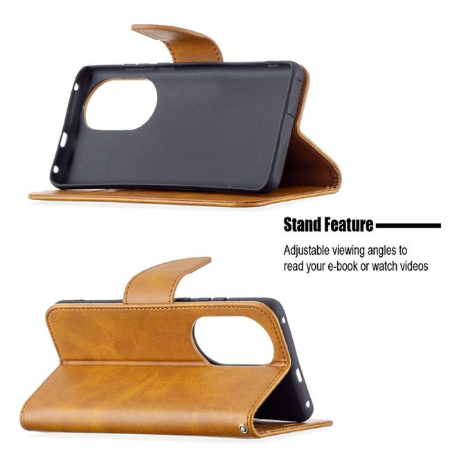 Huawei P50 Handy Hülle - Klassisches Leder Bookcover - braun