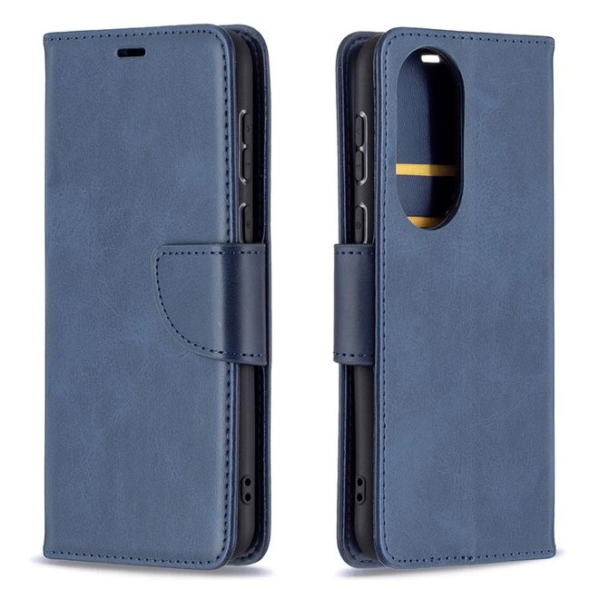 Huawei P50 Handy Hülle - Klassisches Leder Bookcover - blau