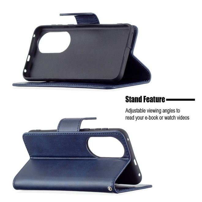 Huawei P50 Handy Hülle - Klassisches Leder Bookcover - blau