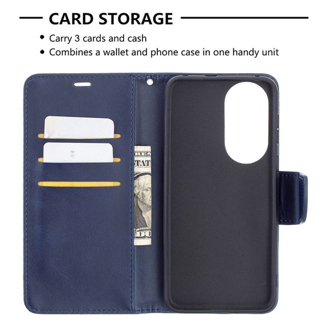 Huawei P50 Handy Hülle - Klassisches Leder Bookcover - blau