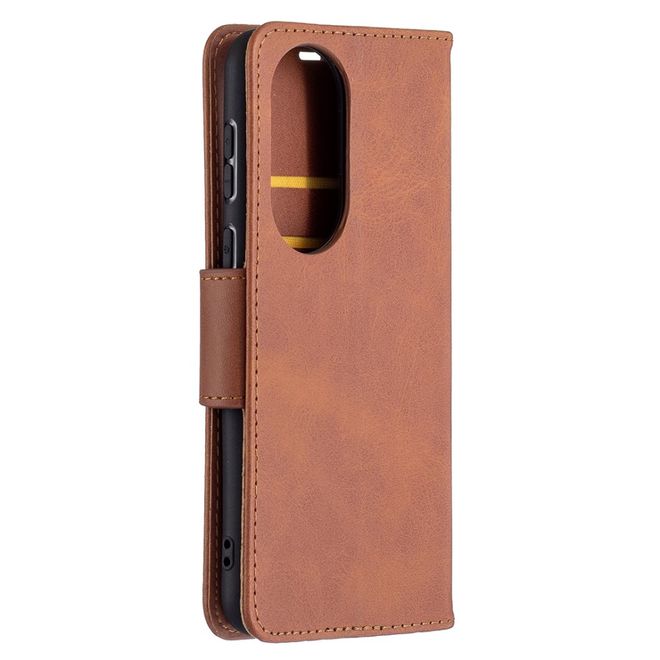 Huawei P50 Handy Hülle - Klassisches Leder Bookcover - kaffeefarben