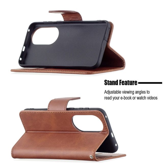 Huawei P50 Handy Hülle - Klassisches Leder Bookcover - kaffeefarben