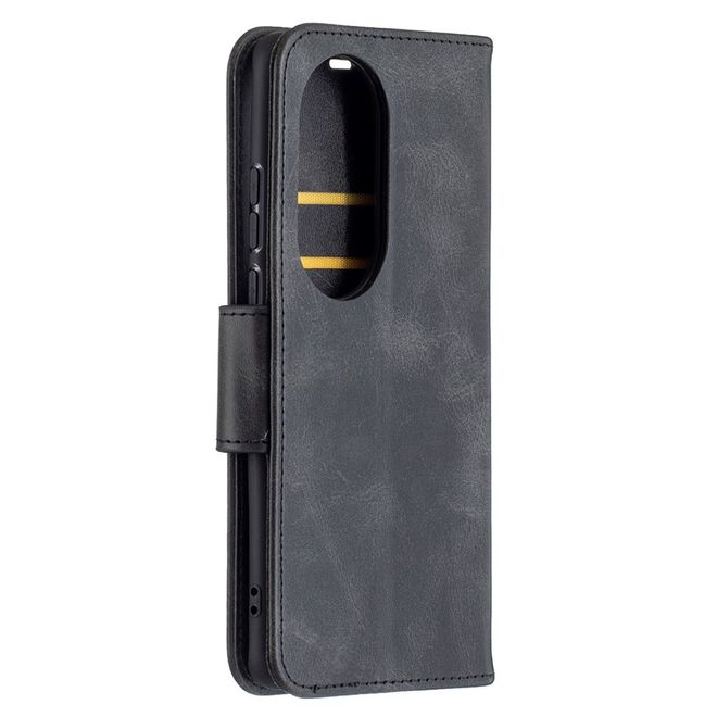 Huawei P50 Pro Handy Hülle - Klassisches Leder Bookcover - schwarz