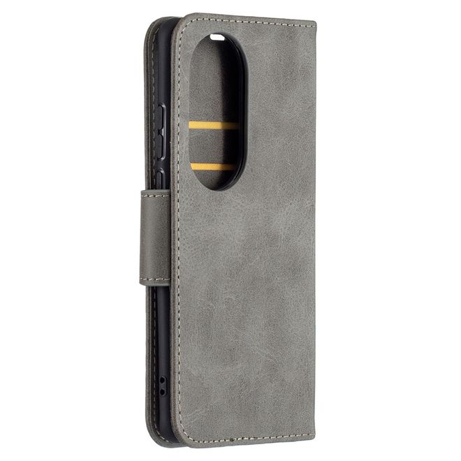 Huawei P50 Pro Handy Hülle - Klassisches Leder Bookcover - grau