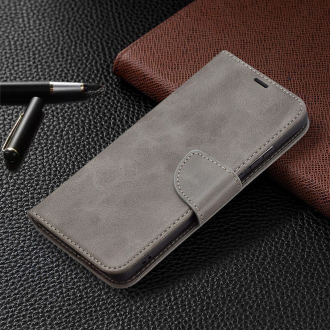 Huawei P50 Pro Handy Hülle - Klassisches Leder Bookcover - grau