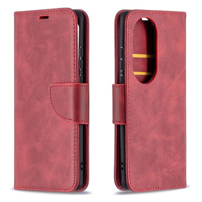 Huawei P50 Pro Handy Hülle - Klassisches Leder Bookcover - rot