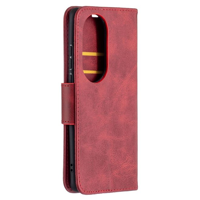 Huawei P50 Pro Handy Hülle - Klassisches Leder Bookcover - rot