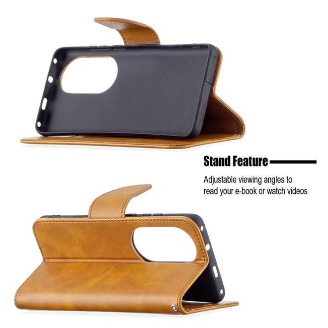 Huawei P50 Pro Handy Hülle - Klassisches Leder Bookcover - braun