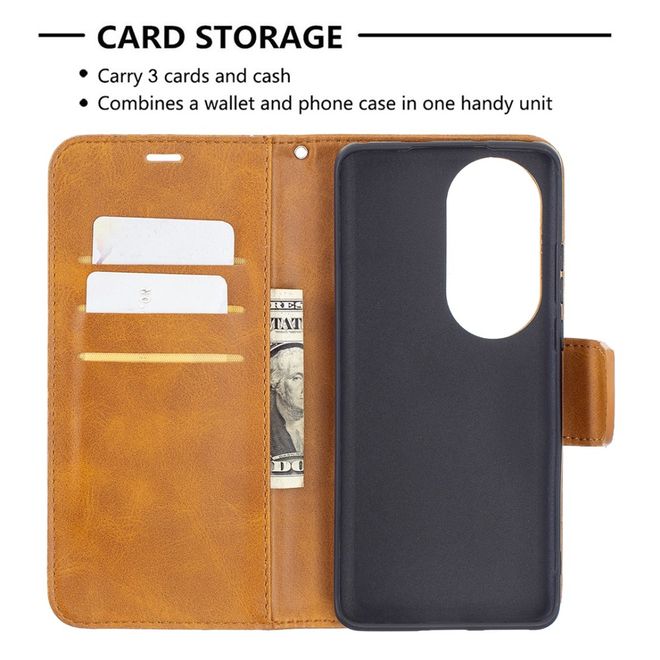 Huawei P50 Pro Handy Hülle - Klassisches Leder Bookcover - braun