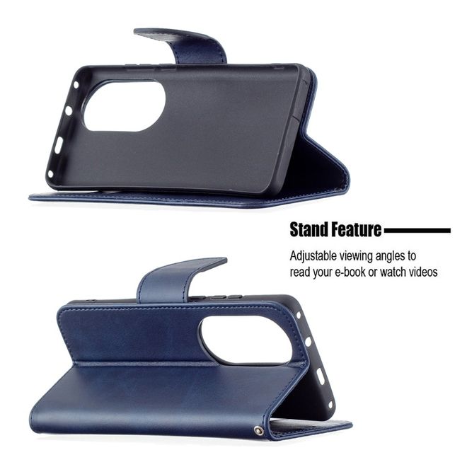 Huawei P50 Pro Handy Hülle - Klassisches Leder Bookcover - blau