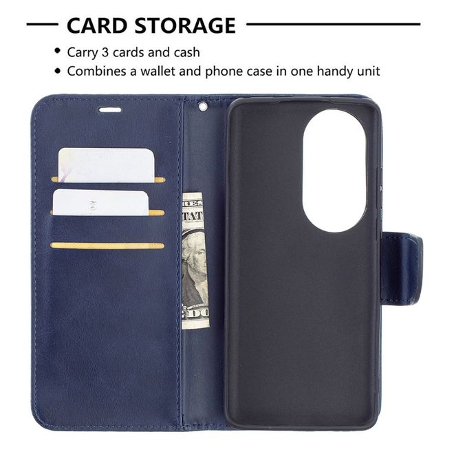 Huawei P50 Pro Handy Hülle - Klassisches Leder Bookcover - blau