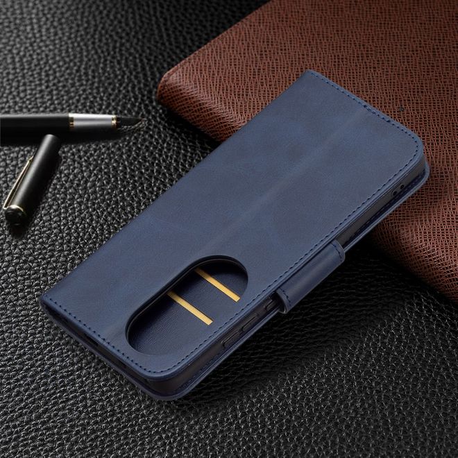 Huawei P50 Pro Handy Hülle - Klassisches Leder Bookcover - blau