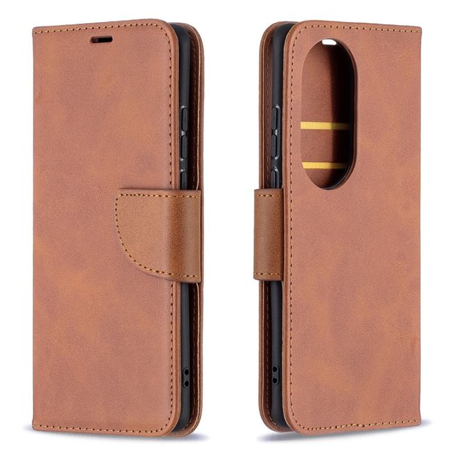 Huawei P50 Pro Handy Hülle - Klassisches Leder Bookcover - kaffeefarben