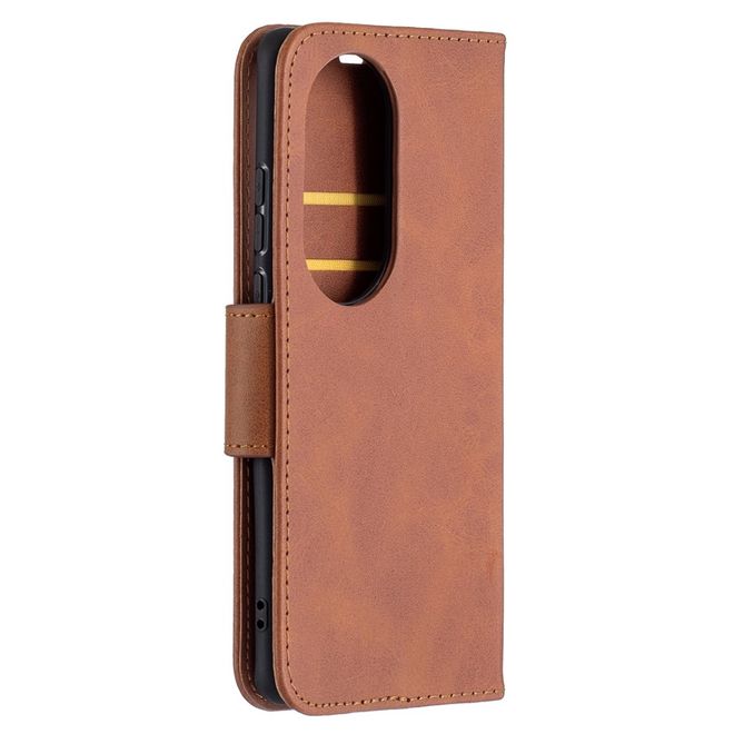 Huawei P50 Pro Handy Hülle - Klassisches Leder Bookcover - kaffeefarben