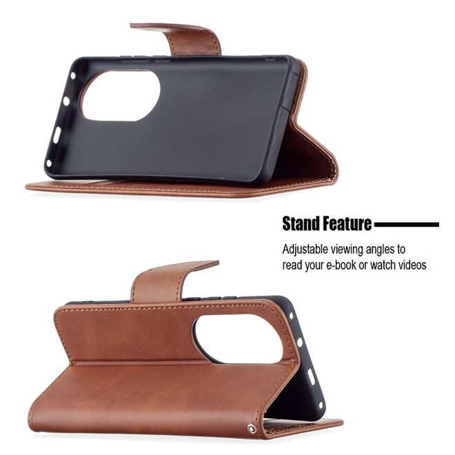 Huawei P50 Pro Handy Hülle - Klassisches Leder Bookcover - kaffeefarben