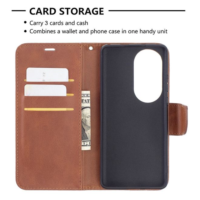 Huawei P50 Pro Handy Hülle - Klassisches Leder Bookcover - kaffeefarben