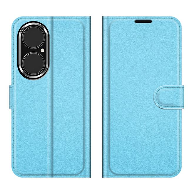 Huawei P50 Handy Hülle - Litchi Leder Bookcover Series - blau