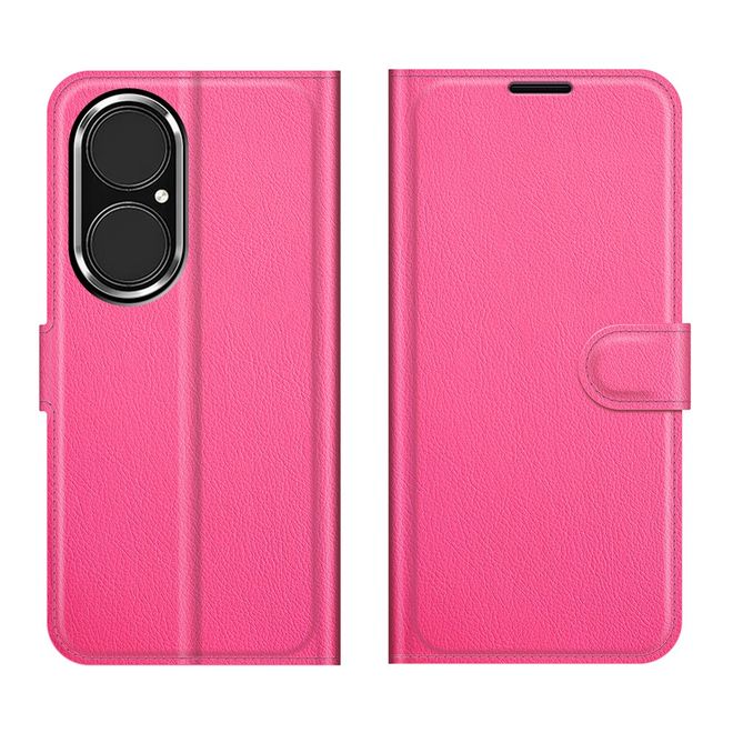 Huawei P50 Handy Hülle - Litchi Leder Bookcover Series - rosa
