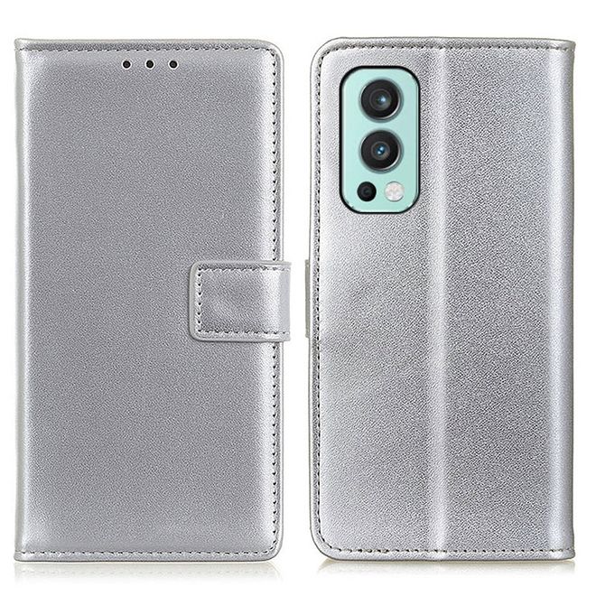 OnePlus Nord 2 5G Handy Hülle - Classic II Leder Bookcover Series - silber