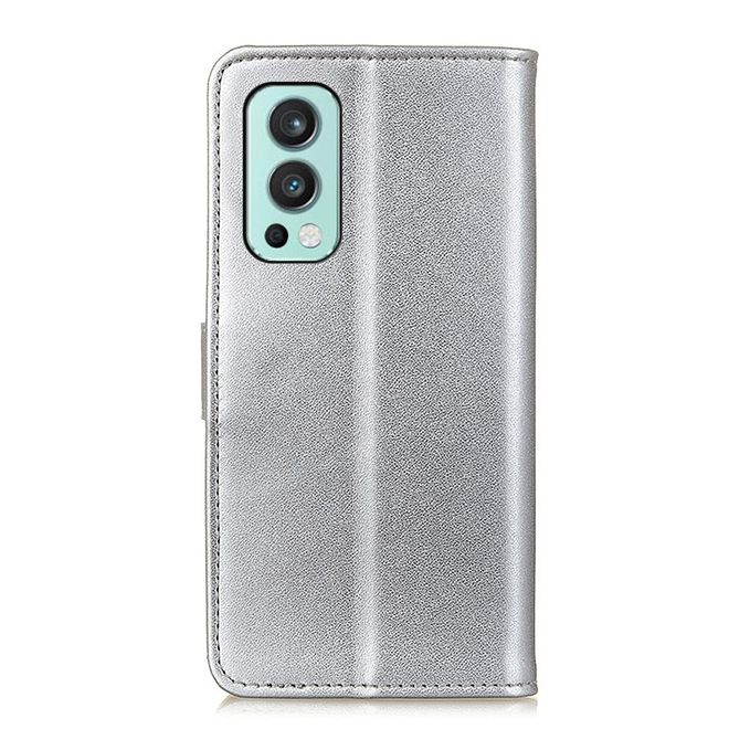 OnePlus Nord 2 5G Handy Hülle - Classic II Leder Bookcover Series - silber