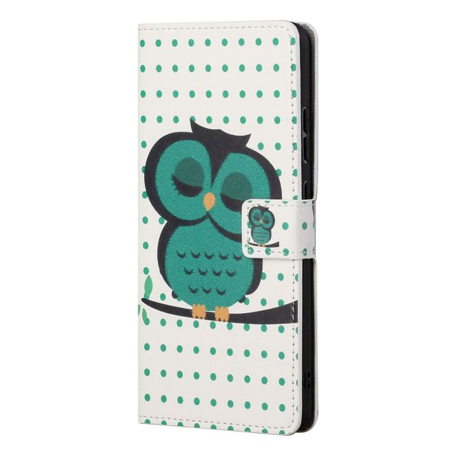 OnePlus Nord 2 5G Handy Hülle - Leder Bookcover Image Series - grüne Eule