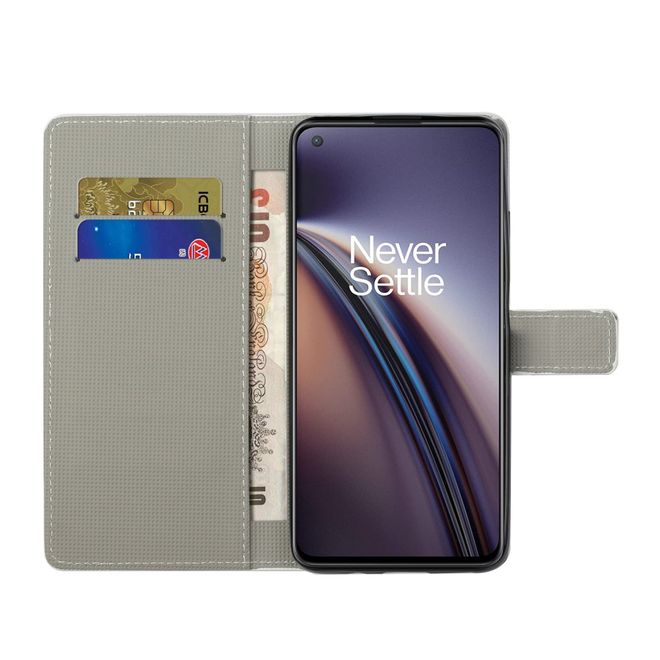 OnePlus Nord 2 5G Handy Hülle - Leder Bookcover Image Series - grüne Eule