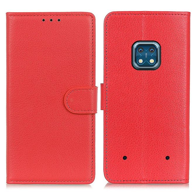Nokia XR20 Handy Hülle - Litchi Leder Bookcover Series - rot