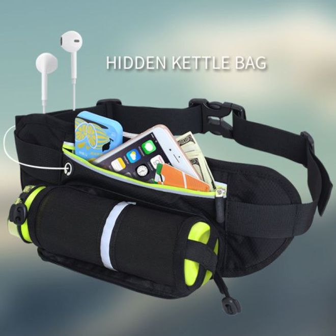 Universelle Sport Bauchtasche inkl. Trinkflaschenhalter - für Handys bis 6.4 Zoll - schwarz