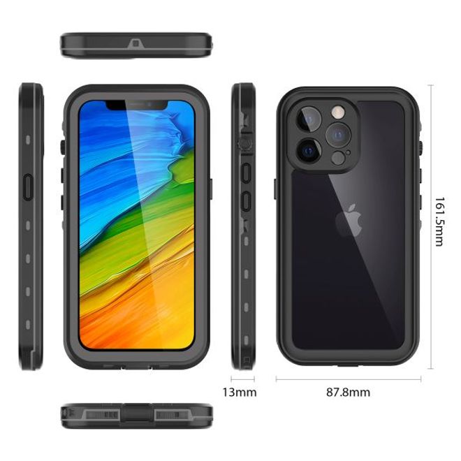 iPhone 13 Pro - Coque extérieure à 360° - Protection tous temps (étanche et antichoc) - Noir