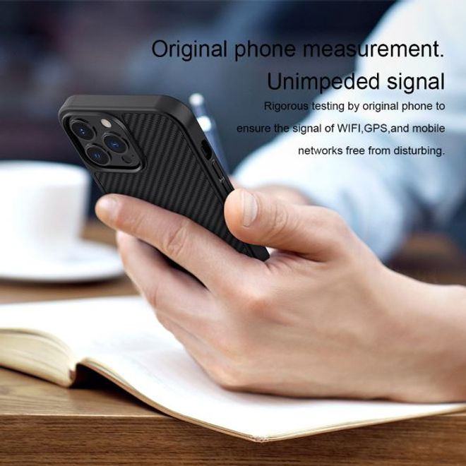 Nillkin - iPhone 13 Pro Max Handy Case - Hülle aus Plastik/Carbon - Synthetic Fiber Series - schwarz