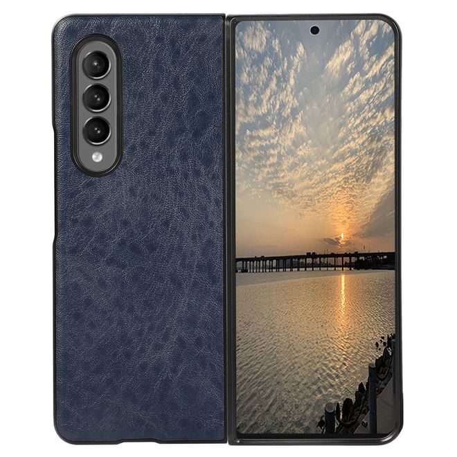 Samsung Galaxy Z Fold3 Hülle - Crazy Horse Leder Hardcase - blau