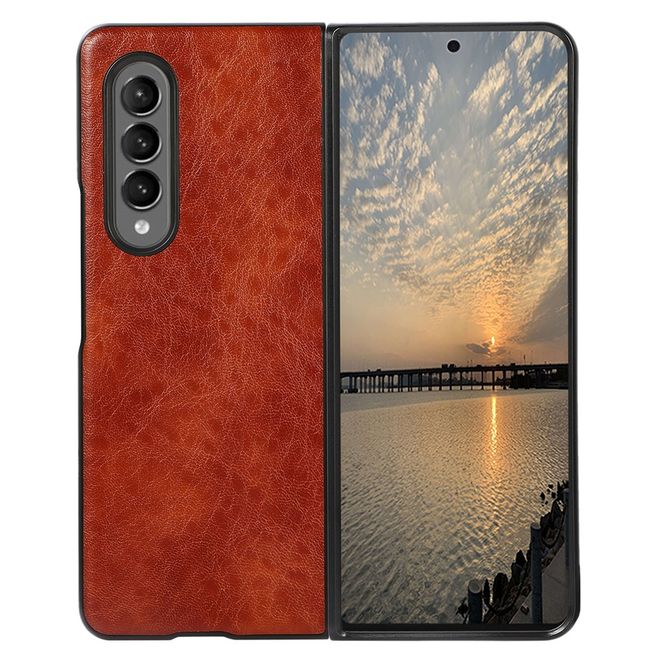 Samsung Galaxy Z Fold3 Hülle - Crazy Horse Leder Hardcase - braun