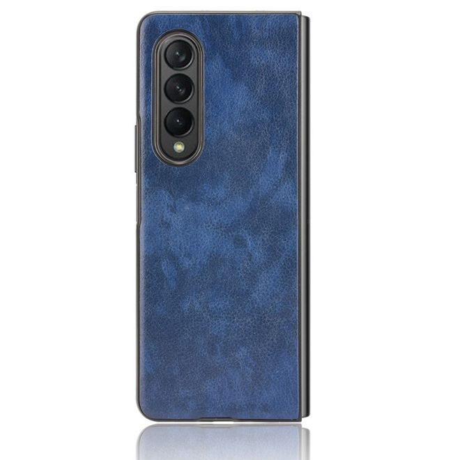 Samsung Galaxy Z Fold3 Hülle - Litchi Leder Hardcase - blau